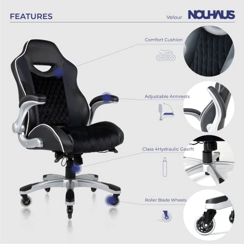 NOUHAUS Velour Office Chair Velvet Computer Chair with Retractable