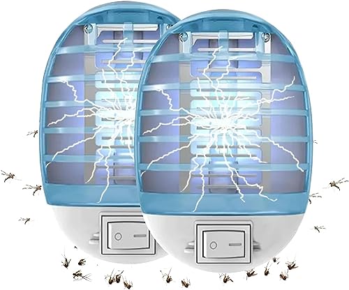 Bug Zapper Indoor, 2 Pack Mosquito Killer Lamp Electric Fly Insect Gnat Trap Led Night Light for Living Room Bedroom Home Kitchen Office (Cyan)