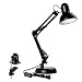 TORCHSTAR Metal Swing Arm Desk Lamp, Interchangeable Base Or Clamp, Classic Architect Clip On Study Table Lamp, Multi-Joint, Adjustable Arm, Black Finish