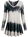 Miusey tunics for women, Ladies V Neck Long Sleeve Shirt Dress To Wear with Leggings Flowy Loose Fit Casual Tops Black and White X-Large