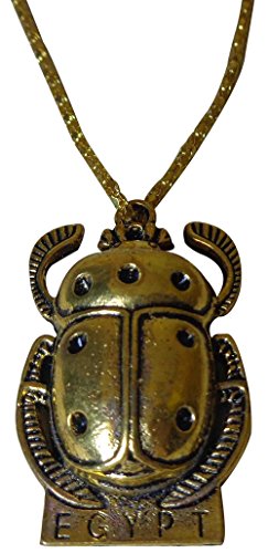 Brass Scarab Beetle Necklace Pendant Egyptian Egypt Pharaohnic Pharaoh Costume Jewelry accessory Antique look Good Luck 102