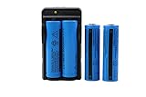 Baihemiya 4x 18650 3000 mAh 3.7V Li-ion Rechargeable Battery+1PC Two-slot Travel Charger(Blue)