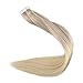 Full Shine Tape in Hair Extensions 16 Inch Real Hair Tape Extensions Balayage Nordic Color 18 Fading to 22 and 60 Platinum Blonde 20 Pieces 50 Grams Glue on Hair Extensions