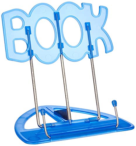 Wedo 21119903 Lesestaender Book (aus Kunststoff, stufenlos verstellbar, vernickelte Buegel) blau, 31 x 17,5 x 0,5