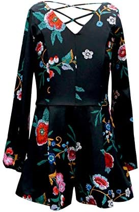 Truly Me Big Girls Embroidered Print Solid Crinkle One Piece Romper with Long Sleeve and Lining