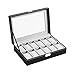 Soufull 12 Grid Watch Box Jewelry Display Case with Metal Lock and Key