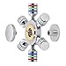 Tenergy Heavy Duty Solid Brass Copper Premium Finger Spinner, Chrome Finish, R188 Bearing, 4 to 5 Minutes Spinning, Tri-Band Colored Bars