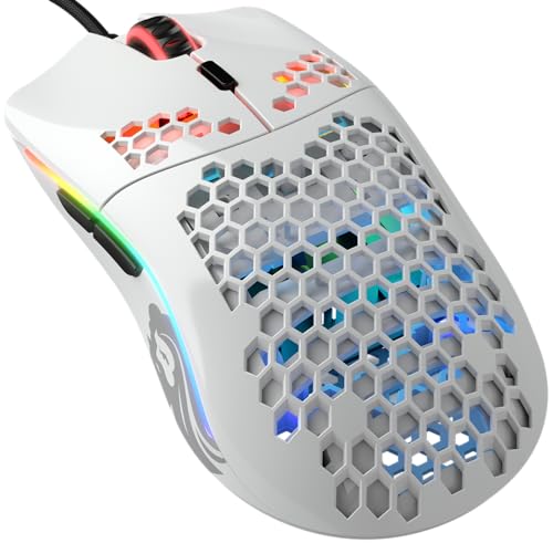 GLORIOUS Model O- Kabelgebundene Gaming-Maus, 58g, Sensor 3360, Glanz Weiß