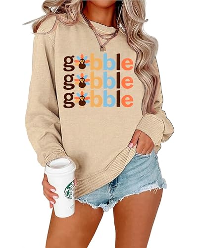 IsPICK Thanksgiving Sweatshirt Women Gobble Turkey Pumpkin Graphic Fall Top at Amazon