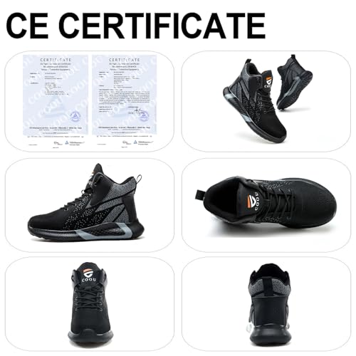 COOU Safety Boots Men Women Comfortable Work Shoes Steel Toe Lightweight Breathable Footwear Sports Safety