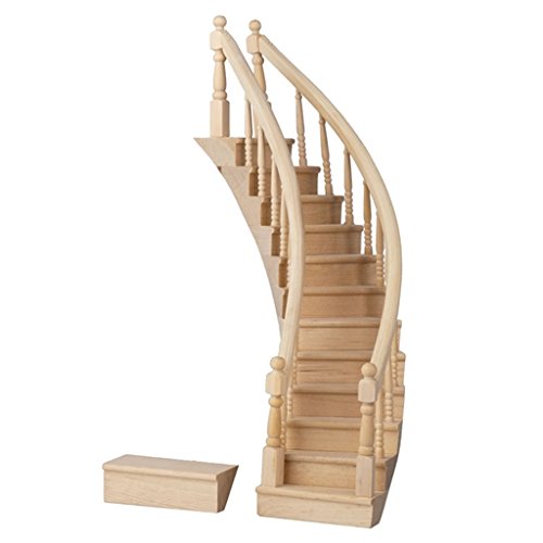 Dollhouse Miniature Assembled Left-Curve Staircase