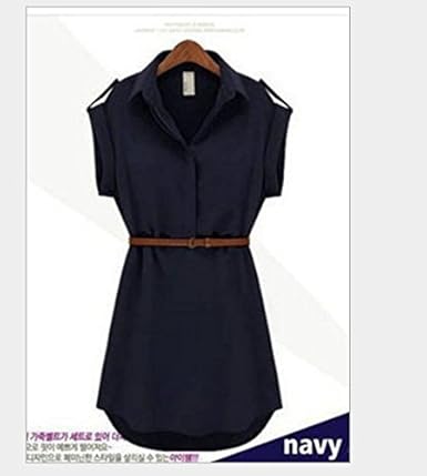 Amazon プチプライム Petit Prime レディース ワンピース ひざ上 ポリエステル しわになりにくい 無地 レディース 通勤 トレンド L ネイビー ワンピース チュニック 通販