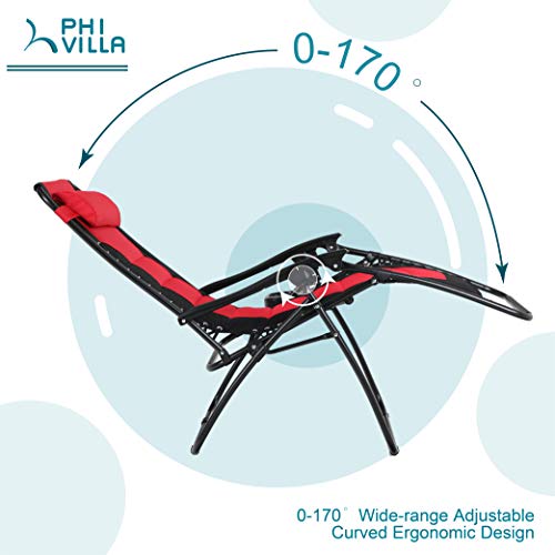PHI VILLA Zero Gravity Chair Padded Recliner Adjustable Lounge Chair