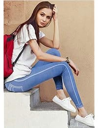 Leggings de jean para dama, sin costuras, supersuaves, elásticos, con bolsillos sintéticos