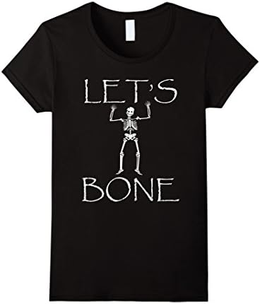 Womens Lets Bone Skeleton Cute Funny Halloween Party T Shirt Skull  Large Black
