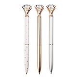 Gbell 3PC Fashion Girl 19 Carat of Diamond Ballpoint Pen, Crystal Big Metal Pen School Supplies for Girls (Multicolor)