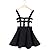 Pretty Back Women A-Line Skirt Overall Pleated Suspender Skirt Braces Hollow Out Bandage Mini Skater Skirt
