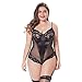 JYVIN Plus Size Lace Teddy Black Sexy Lingerie Chemise Sets Babydoll Bodysuit