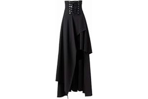COSWE Women's High Waist Black Steampunk Gothic Asymmetrical Swallowtail Skirt M-5XL