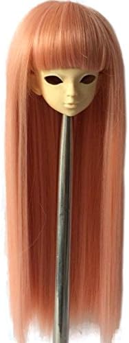 Hot Selling Synthetic Straight Basic Pink Slight Orange BJD Doll Wig with Full Bangs 1/3 1/4 1/6 for choice