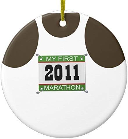 Cukudy My First Marathon Singlet - 2011 Christmas Ornament Ceramic Circle 3 inch