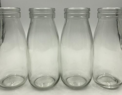 8 oz. Vintage Style Milk Bottles with Straws (Set of 4) - Perfect For Milk, Milkshakes, Smoothies And Juices.
