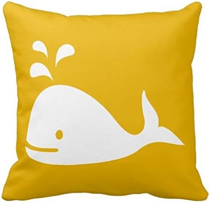 Whale Nautical Throw Pillow Case In Mustard Yellow