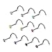 Charisma 10pcs 20G Nose Studs Bone Nose Ring Twist Stainless Steel Crystals Nose Studs Rings Bone Bar Pin Colored Piercing Jewelry, 3.0mm