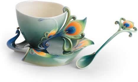 Bundle-09 Peacock Splendor Teacup and Saucer by Franz Collection