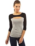 Patty Women's Keyhole Long Sleeve Blouse Top