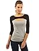 PattyBoutik Women's Color Block Crewneck Keyhole shirt