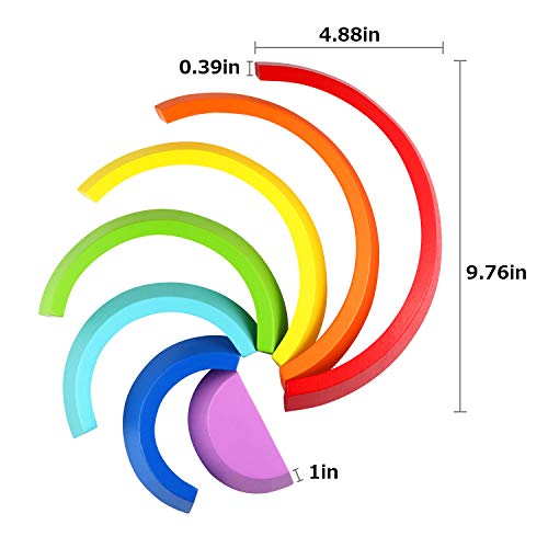 image for SharkMall Wooden Rainbow Stacking Nesting Puzzle Blocks Game Learning 