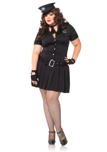 Leg Avenue Women's 4 Piece Arresting Officer Dress With Badge And Fingerless Gloves