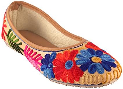 Multi Colored Embroidery Work Rajasthani Jaipuri Mojari Jutti