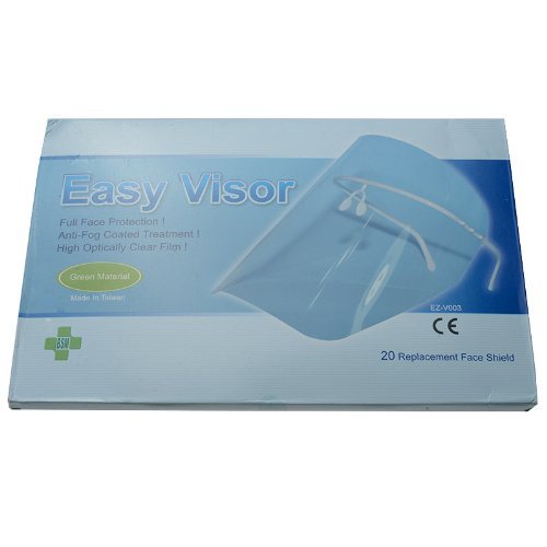 AZDENT Dental Anti-Fog Protective Detachable Face Shield with 20 Pieces Visors Color Transparent