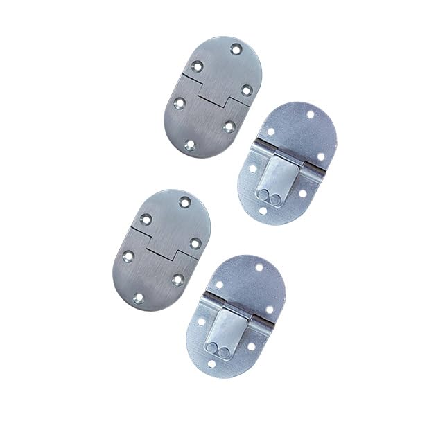 QCAA Solid Brass Butler Tray, Folding Table Hinge, 2-1/2" x 1-1/2" x 3.0 mm, Satin Chrome, 4 Pack, Made in Taiwan