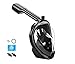YUDER Full Face Snorkeling Mask with Camera Mount 180°Panoramic Snorkel Mask with Anti-Fog,Anti-Leak Design for Beginners,Kids,Youth and Adults (Black, S/M)