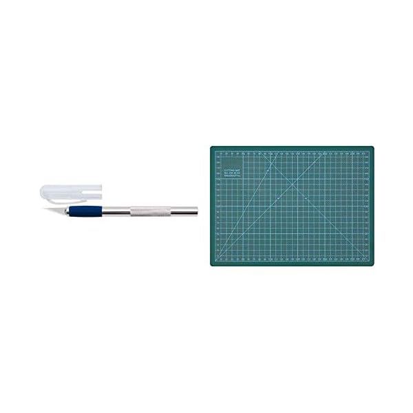 Wedo 78621 Skalpell und Ersatzklingen (aus Aluminium) silber & Wedo 79130 Schneideunterlage Cutting Mat A4 (CM 30…
