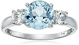 Sterling Silver Gemstone and White Topaz Three-Stone Ring