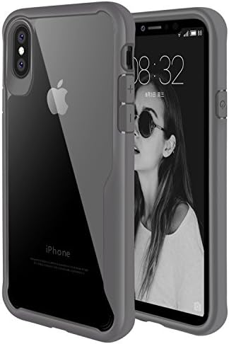 iPhone X Case, Coocolor Hybrid Crystal Clear Hard PC Back Soft TPU Bumper Rugged Full Protection Case Cover for Apple iPhone X/iPhone 10 (2017)-Gray