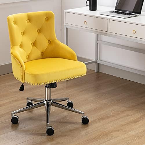 Irene House Modern MidBack Tufted Velvet Fabric Computer Desk Chair