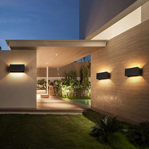 FUPE 25W LED Outdoor / Indoor Wall Light IP65 Waterproof Modern Aluminium Black 3000 K Warm White Outdoor Wall Light Adjustable Light Angle