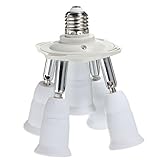 5 in 1 Light Socket Adapter KINGSO E26/E27 Splitter for Standard LED Bulbs Converter with 360 Degrees Adjustable 180 Degree Bending 110-240V 200℃ Heat Resistant No Fire Hazard