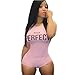 AutumnFall Women O-Neck One Piece Bodysuit Bodycon Rompers Overall(S, Pink)