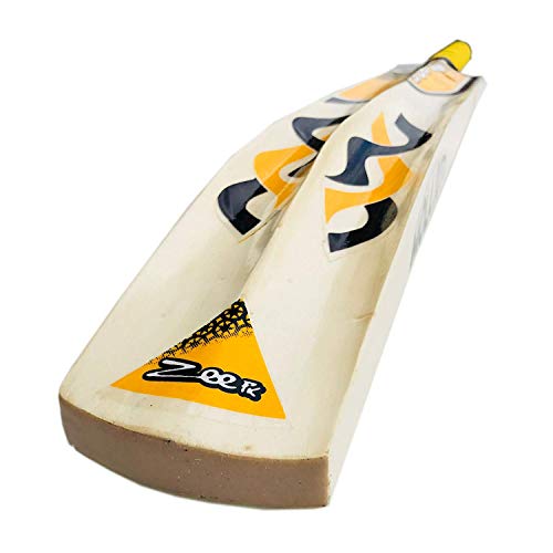Zeepk Cricket Bat Play Like The Pros Adult Size, Cricket Tennis Ball Bat Handcrafted Kashmir Willow with Durable Comfortable Rubber Grip Short Handle Thick Edge Blade 44mm Light Weight 2lbs (Yellow)