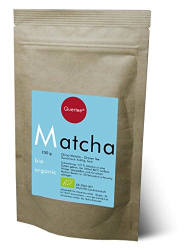 Quertee Bio Matcha - Grüner Tee Pulver vegan zum Trinken, für Matcha-Latte, Smoothies, ... - 100 g
