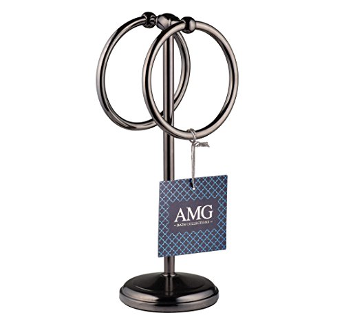 AMG and Enchante Accessories Free Standing Fingertip Hand Towel Ring Holder Tree Rack, TT100001 ORB, Oil Rubbed Bronze - Thumbnail 3