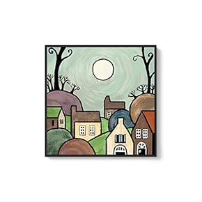 Framed Canvas Home Artwork Decoration Night Canvas Wall Art for Living Room, Bedroom - 16x16 inches