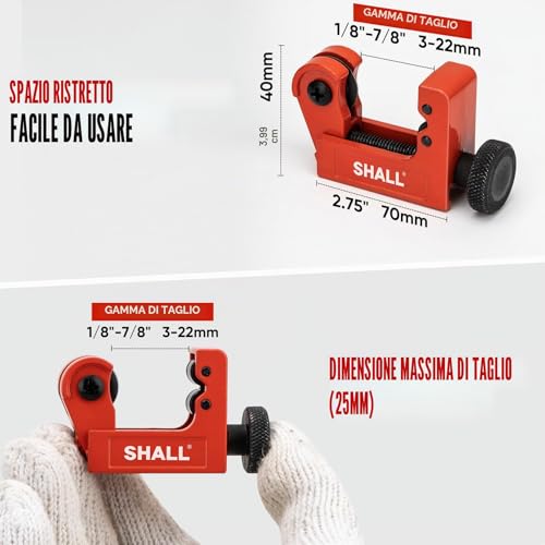 SHALL 4PC Tubing Cutter Set，Heavy-Duty Pipe Cutter Ø 6-50mm, mini Cutter Ø 3-22mm, with 2 deburring Tools, Suitable for PVC/Aluminum/Copper