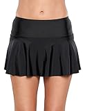 Lookbook Store Womens Ruffle Skirted Bikini Bottom Waistband Swim Skirt Swimsuit